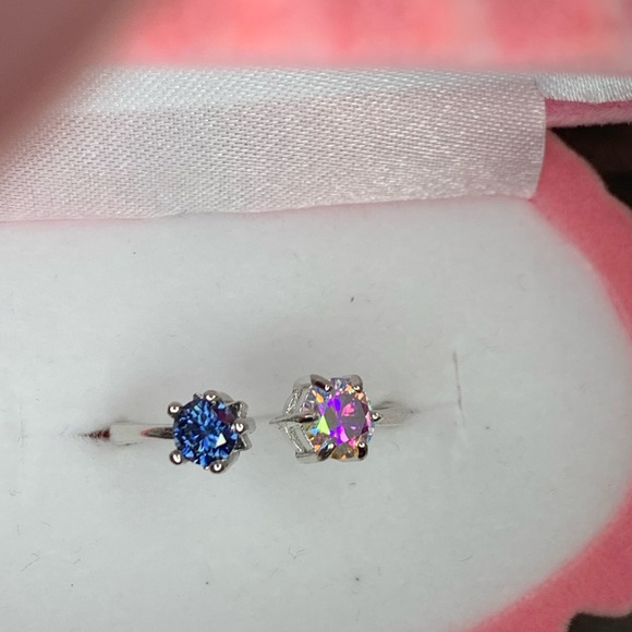 Certified, Royal Blue & Mercury Mist Mystic Moissanite Ring - Picture 12 of 16